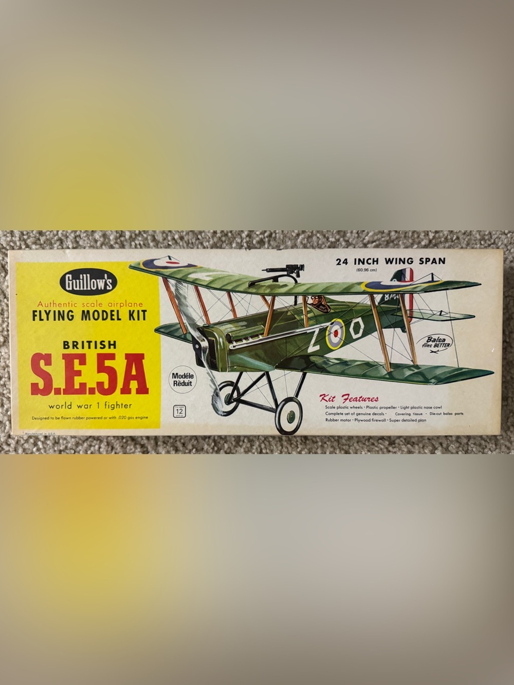 Guillows British S.E.5A Green Biplane Flying Model Kit